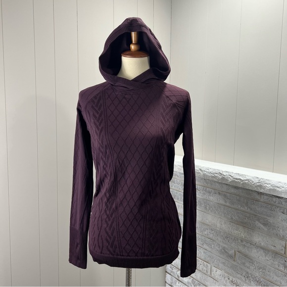 lululemon athletica Sweaters - Lululemon Rest Less Hoodie Black Cherry Diamond Stitch Hooded Sweater 10